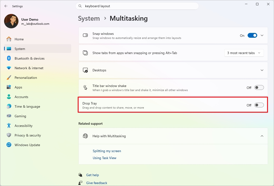 Drop Tray for Windows 11