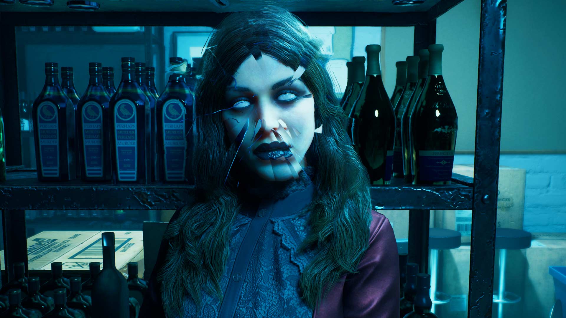 Pandora from Bloodlines 2. She's a vampire with long curly hair wearing a victorian style dress.