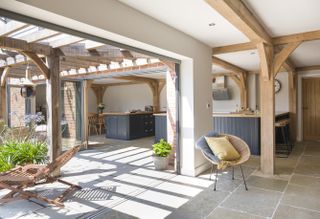 Bifolds in contemporary oak frame home
