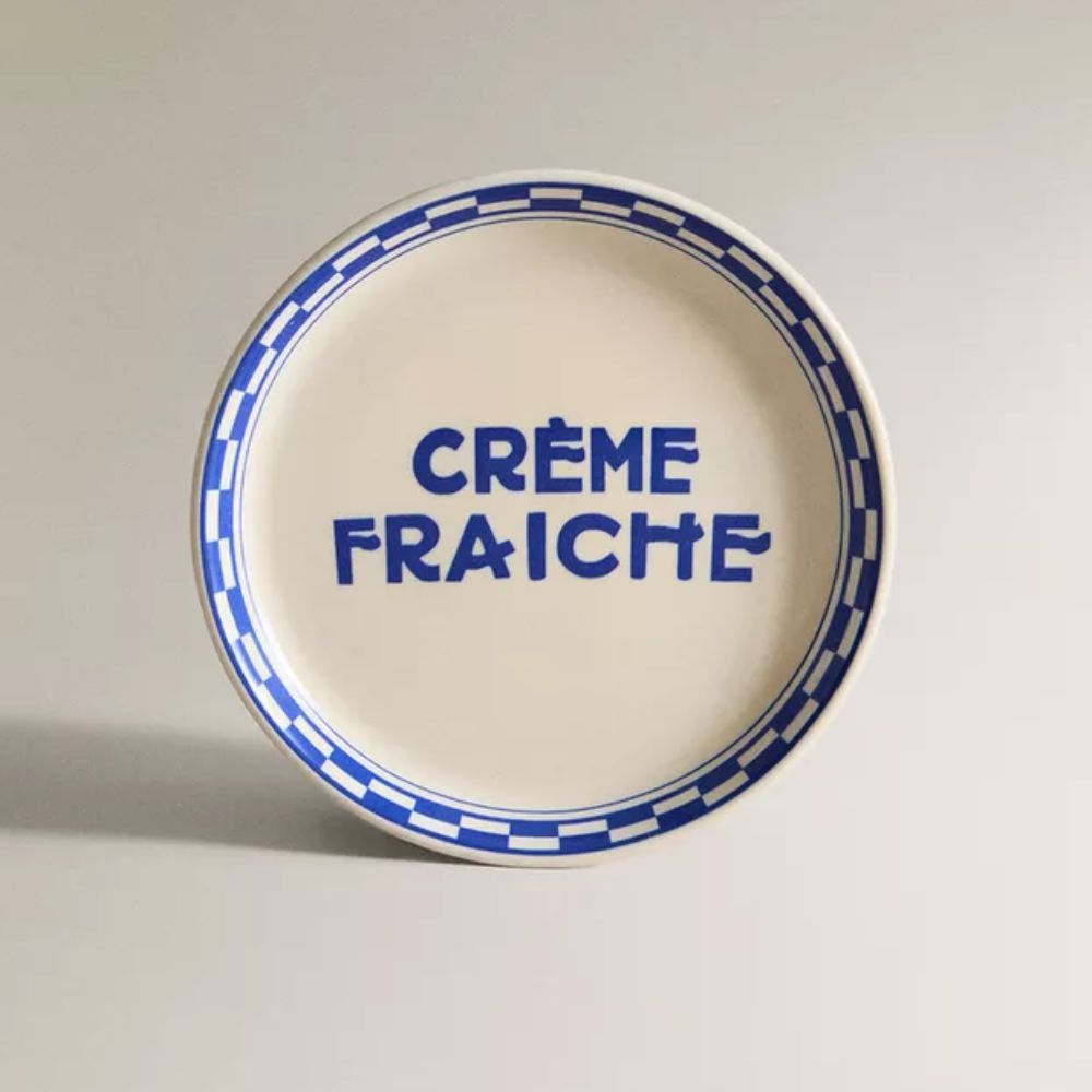 Ceramic Plate With Creme Fraiche Slogan
