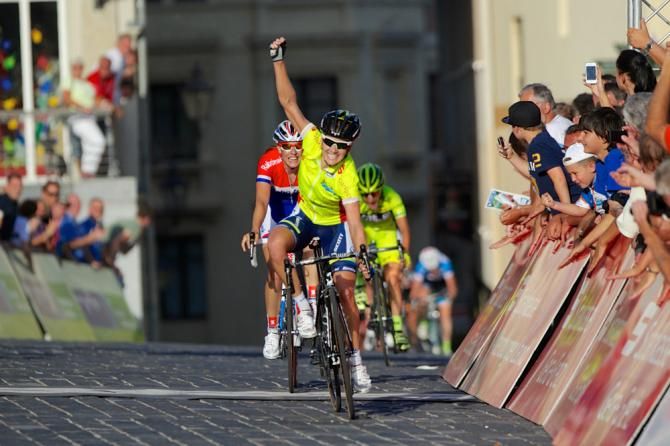 Th&uuml;ringen Rundfahrt leader Emma Johansson (Orica-AIS) wins stage 5, the Swede's second stage victory of the 2013 edition.