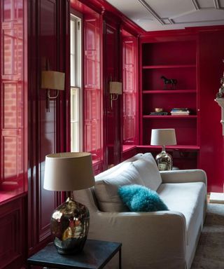Living room with red gloss paint