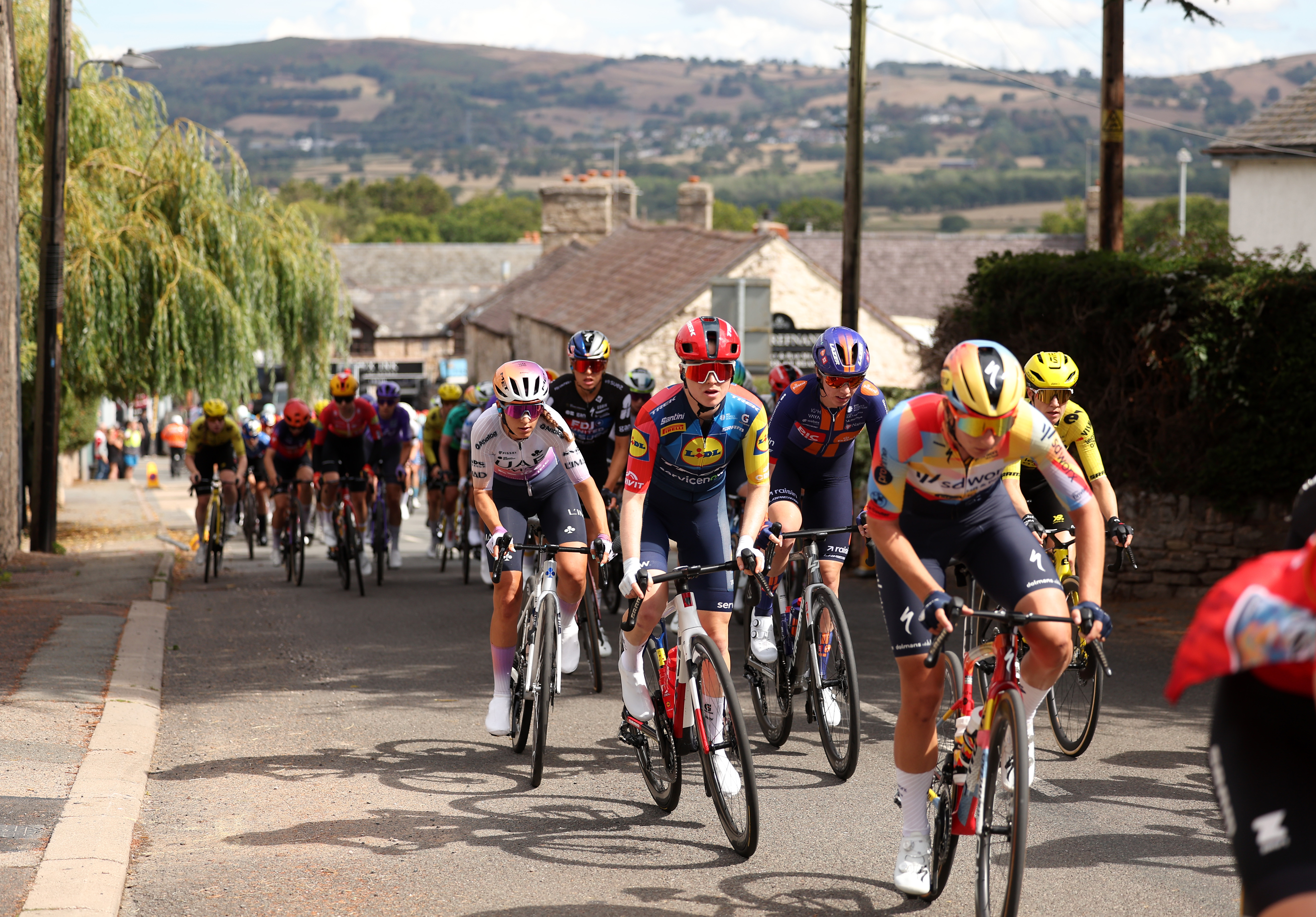 Riders in the Tour of Britain Women take on the final climb of the Great Orme