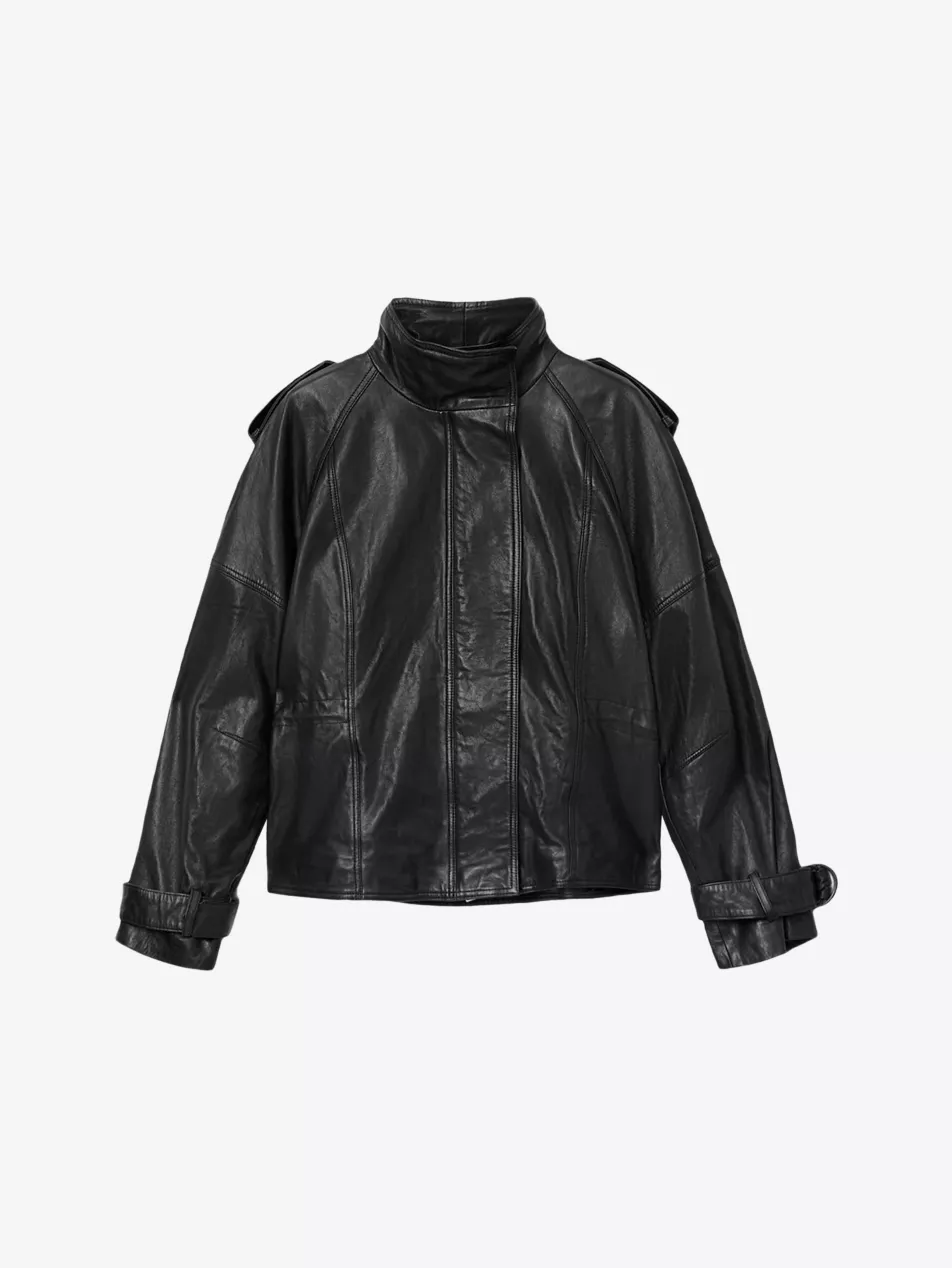 Serne Relaxed-Fit Leather Jacket - Xs