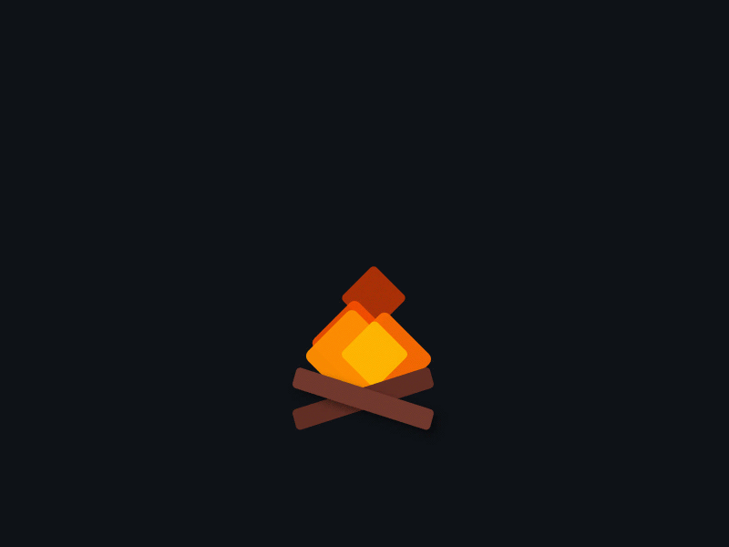 Animation shows a campfire flickering