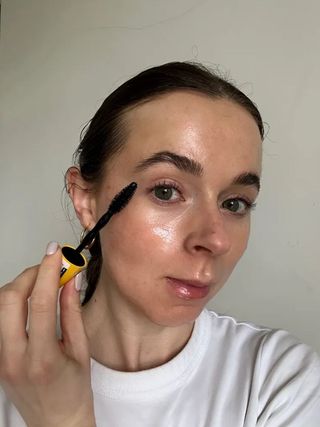 Grace Day wearing a volumising mascara