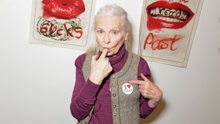 Dame Vivienne Westwood attends the Vivienne Westwood AW20/21 presentation and exhibition during London Fashion Week February 2020 at The Serpentine Gallery