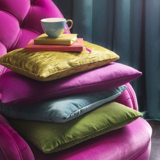 armchair with colourful cushion