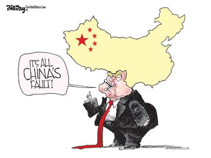 Political Cartoon U.S. Trump coronavirus China blame