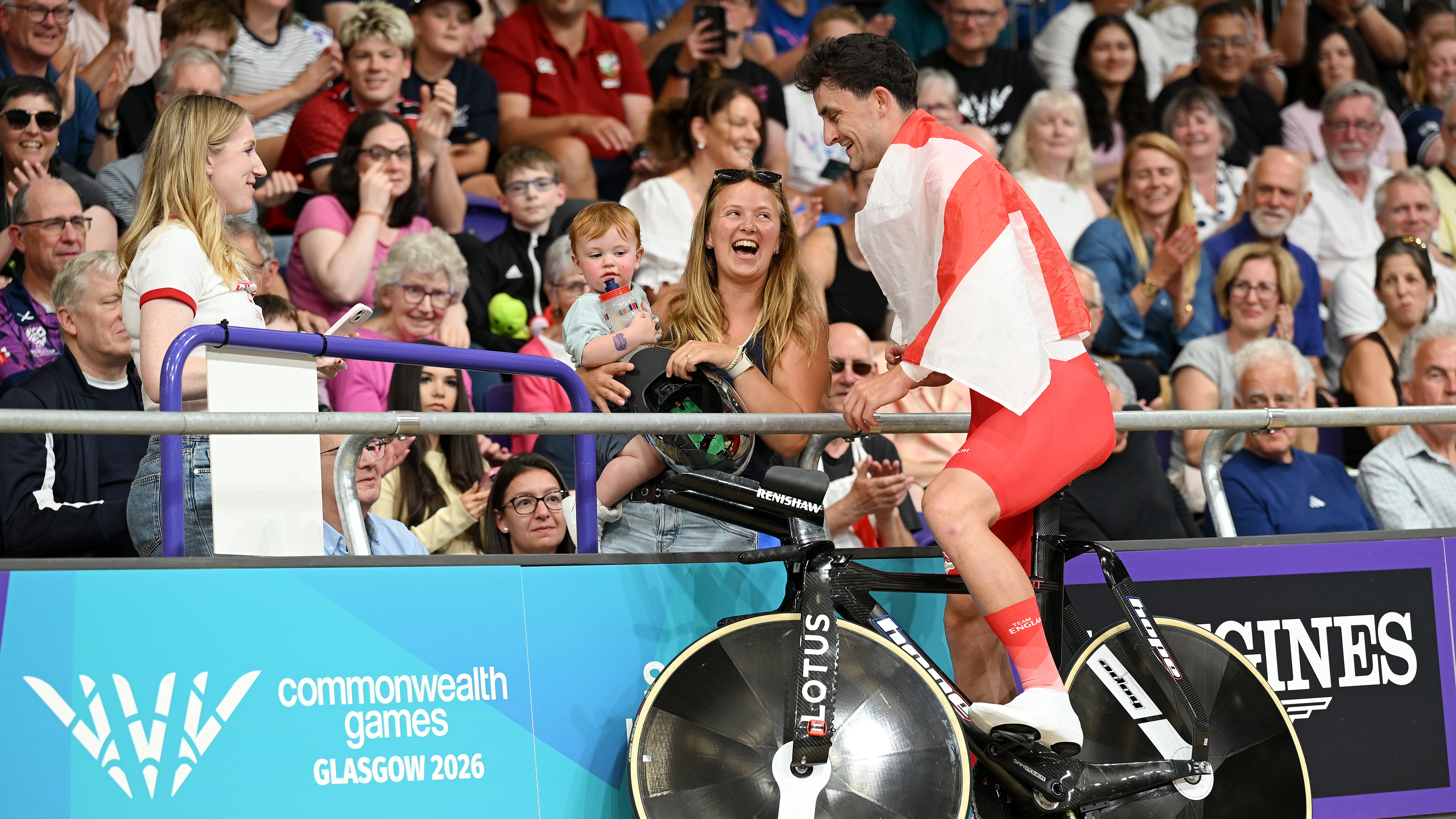 Will Tidball after winning the final of the team pursuit at the 2026 Commonwealth Games, and before getting a massive splinter in his bum 