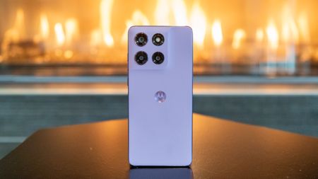 Moto G Stylus 2026 in front of a fire place