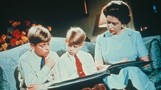The Queen reading to Princes Andrew and Edward as part of her 1971 Christmas address