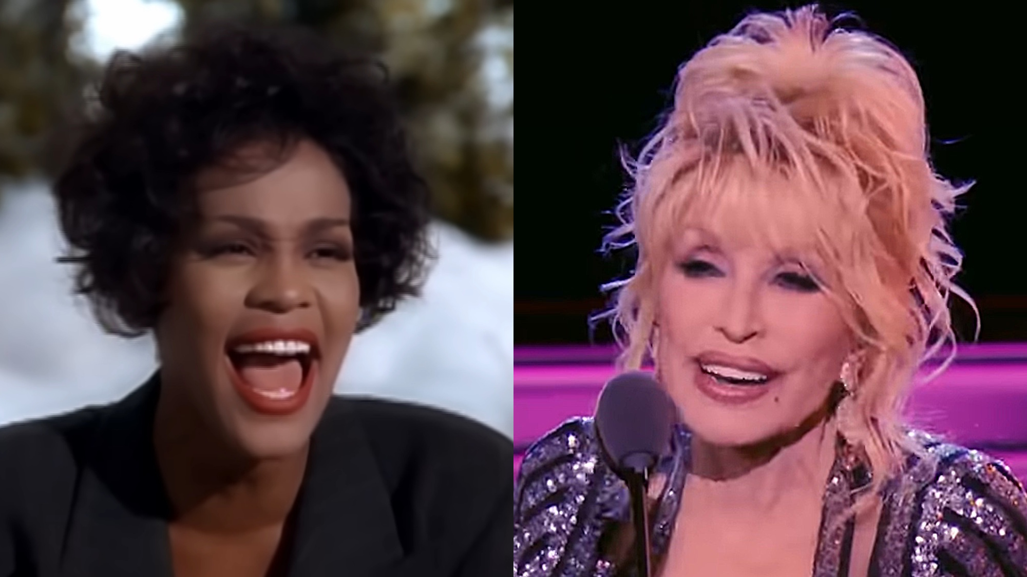 Whitney Houston sings "I Will Always Love You" in the music video, and Dolly Parton speaks at her Rock &amp; Roll Hall of Fame induction.