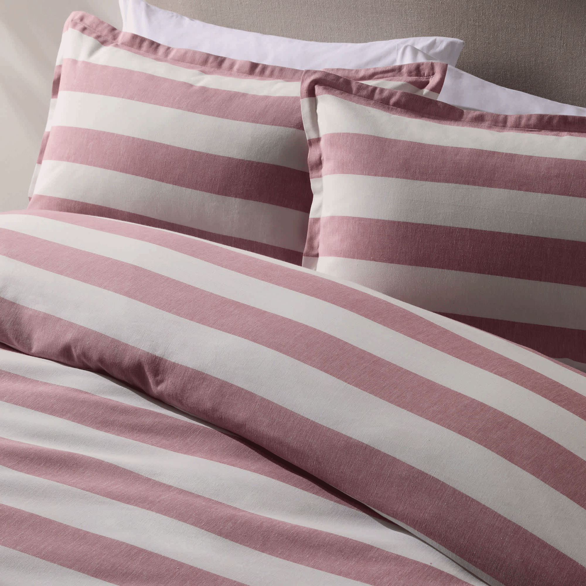 Linen Blend Striped Bedding Set