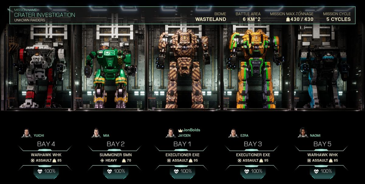 MechWarrior 5: Clans hangar