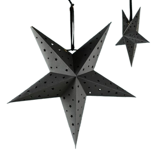 Black Paper Star Baubles - Set of 2