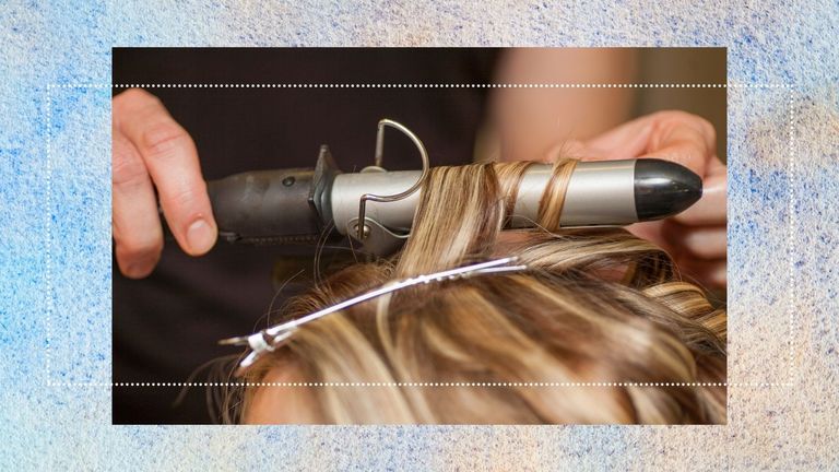 how to clean a curling iron main close-up image of curling iron on hair
