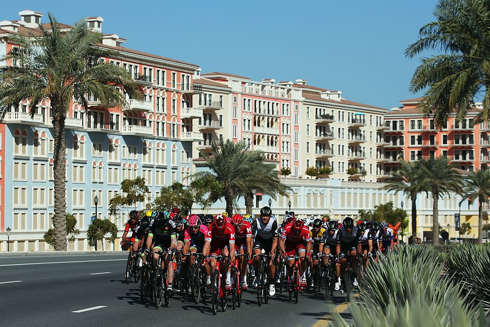 The peloton during stage 2 at the Tour of Qatar
