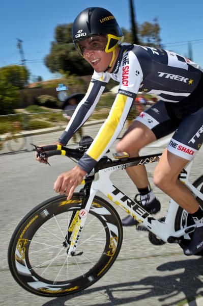 Charlie Avis (Trek-Livestrong) was in full aero gear on today's hard course.