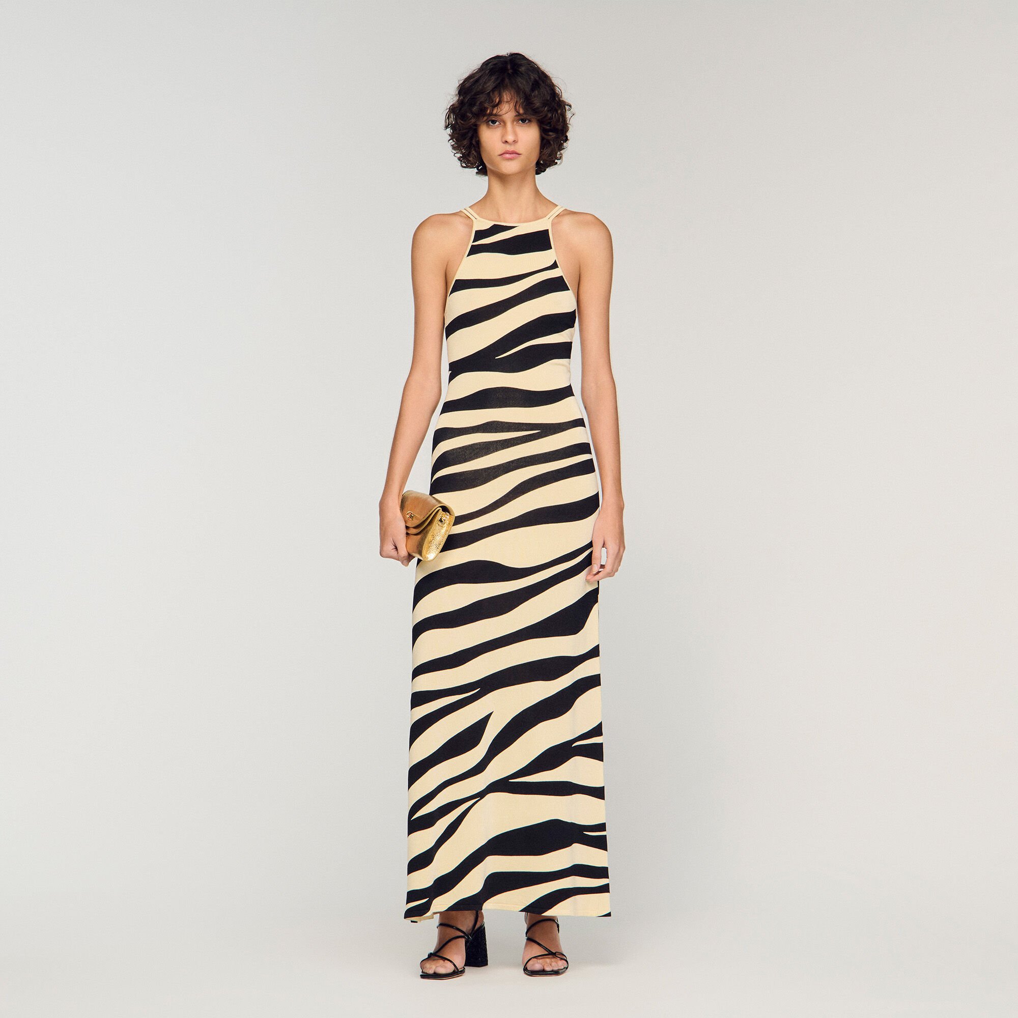 Zebra Print Knit Maxi Dress
