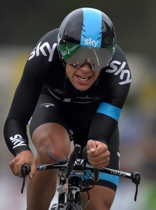 Richie Porte (Sky) during the final time trial at the Tour de Romandie.
