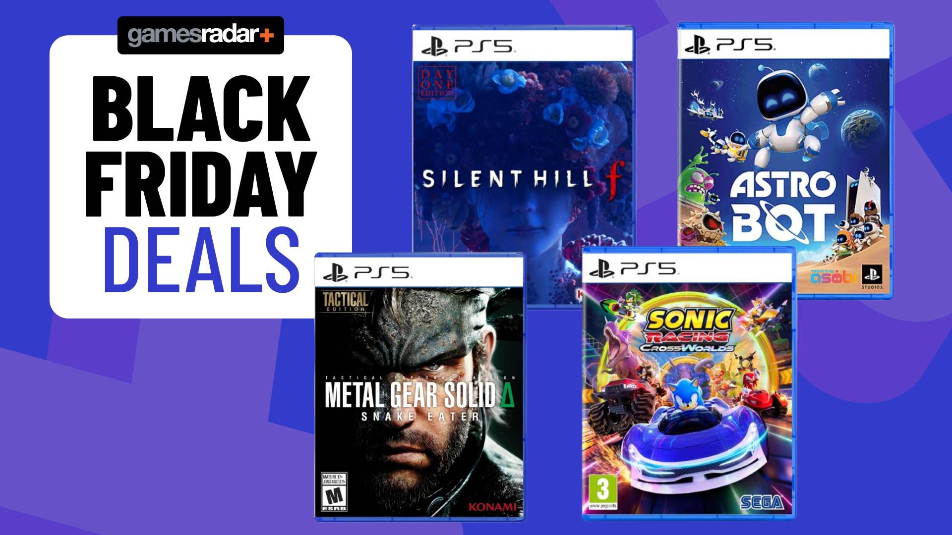 Images of four PS5 games on a blue GamesRadar+ background.