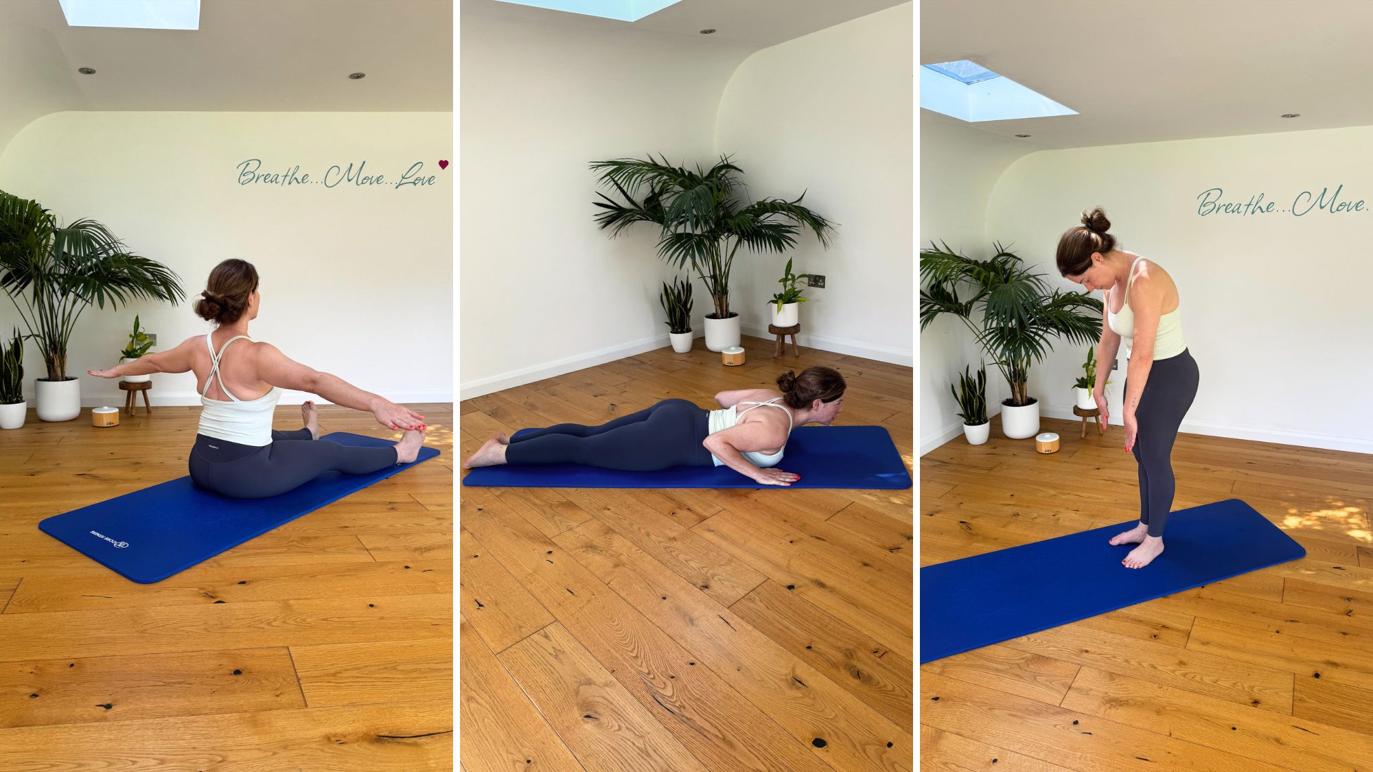 Health freelancer Anna Bartter trying Pilates moves recommended by a coach for healthy ageing