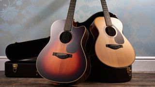 A Yamaha LS26 ARE II acoustic guitar (R) and a Yamaha LLX26C ARE II electro-acoustic guitar 