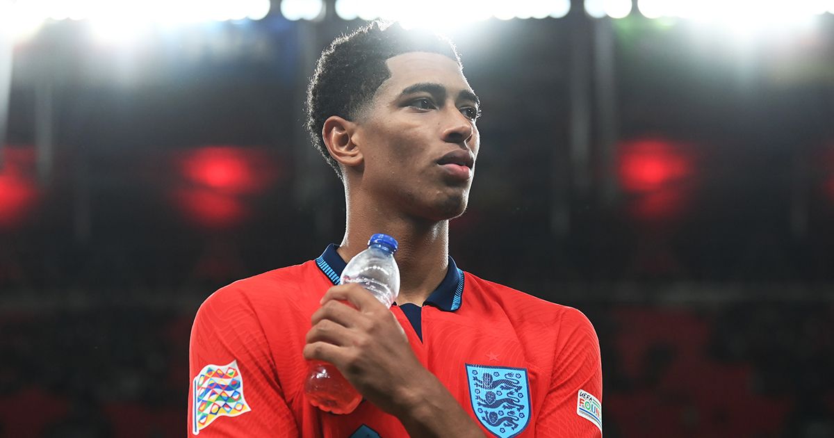 Liverpool target Jude Bellingham of England looks on following the UEFA Nations League League A Group 3 match between England and Germany at Wembley Stadium on September 26, 2022 in London, England.