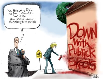 Political Cartoon U.S Betsy DeVos Department of Education public schools