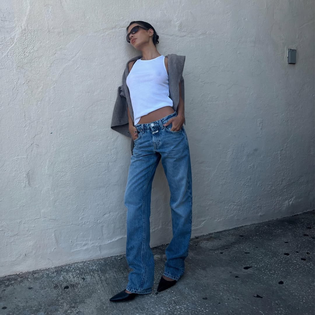 Jen Ceballos wearing vintage jeans and tee.