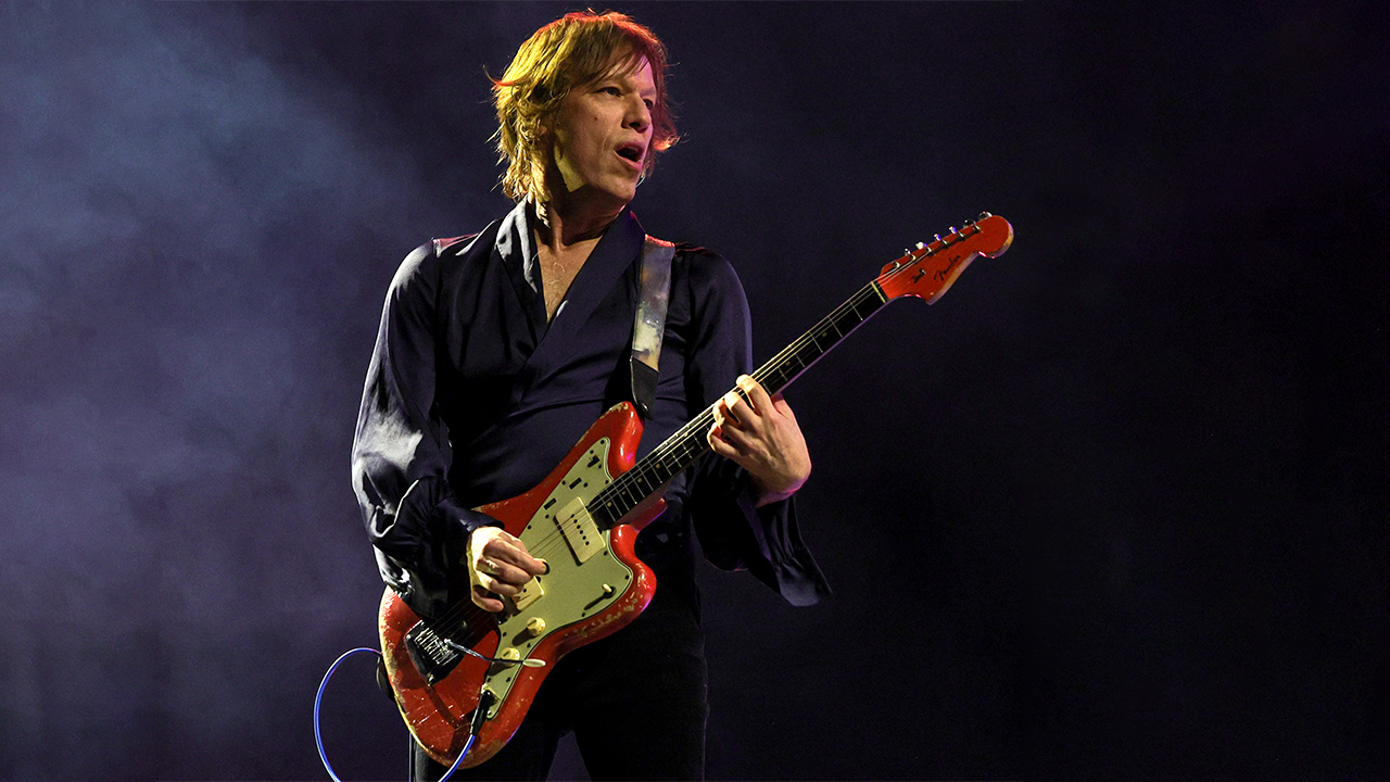 Guitarist Jason Falkner performs with recording artist St. Vincent at Allegiant Stadium on April 01, 2023 in Las Vegas, Nevada.