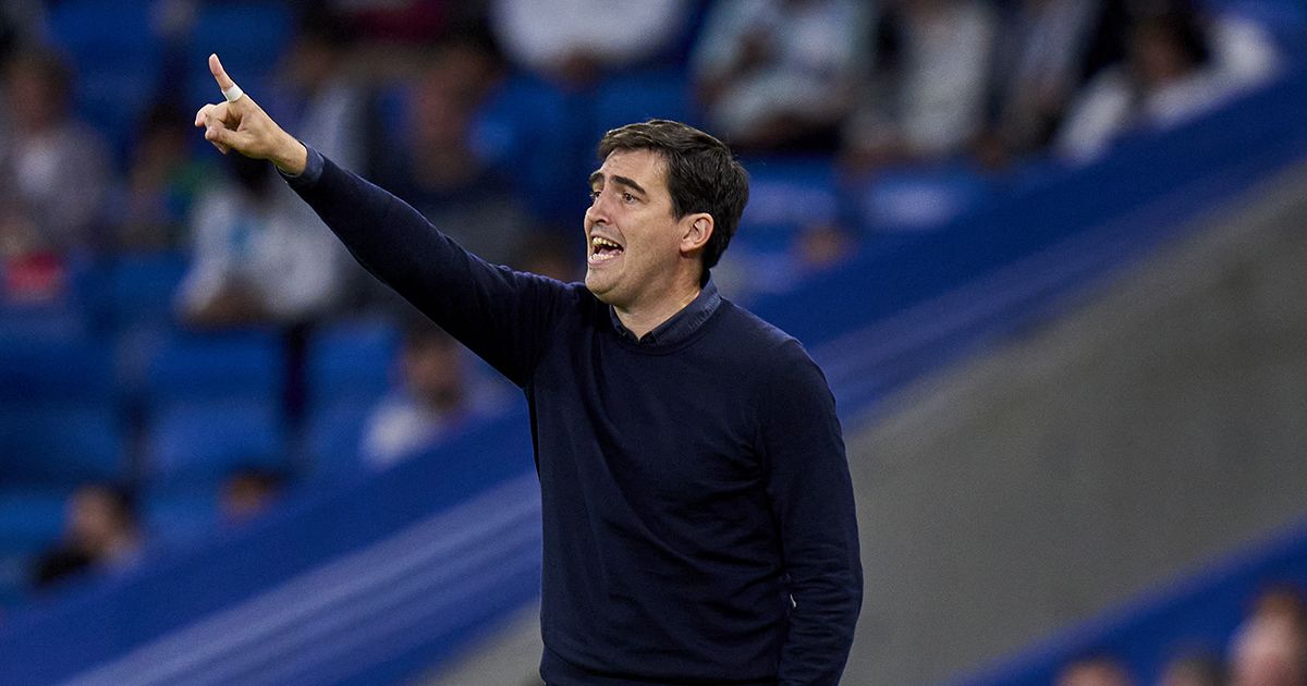 Tottenham target Andoni Iraola head coach of Rayo Vallecano reacts during the LaLiga Santander match between Real Madrid CF and Rayo Vallecano at Estadio Santiago Bernabeu on May 24, 2023 in Madrid, Spain.