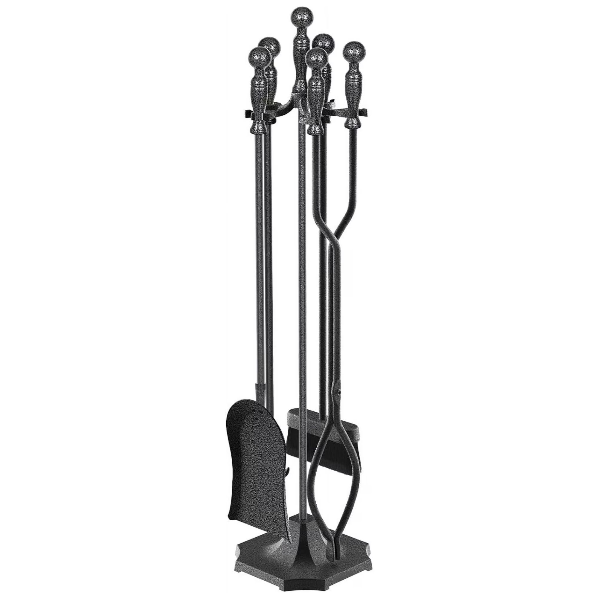 Black fireplace tool kit