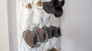 An over-the-door shoe rack