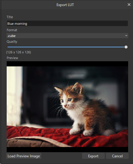 Export your adjustments as a custom LUT