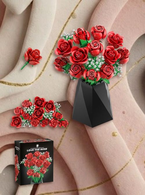 Red Rose Bouquet Building Set