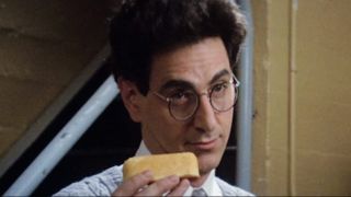 Harold Ramis holding up a Twinkie in Ghostbusters.