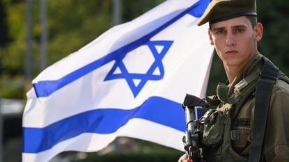 An Israeli soldier near Tel Aviv on 6 October