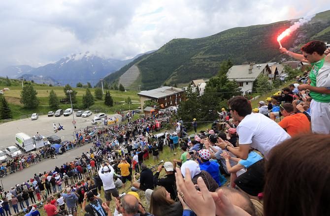 The Alpe d'Huez was absolute mayhem with fans.