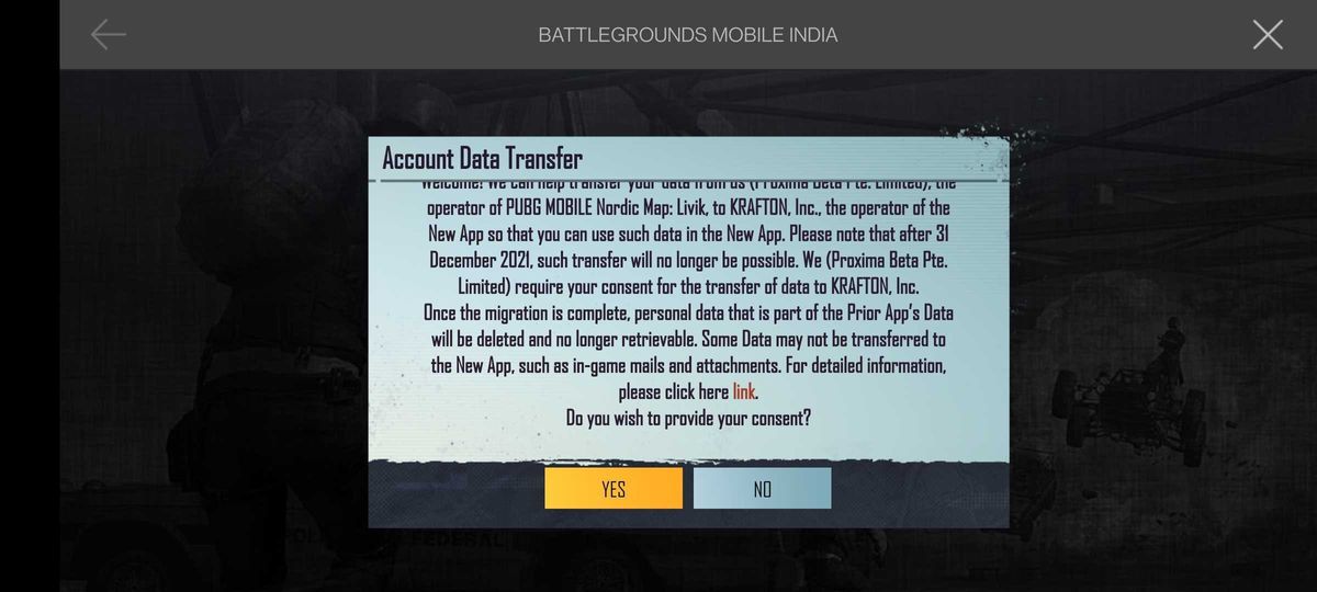 Battlegrounds Mobile India account transfer