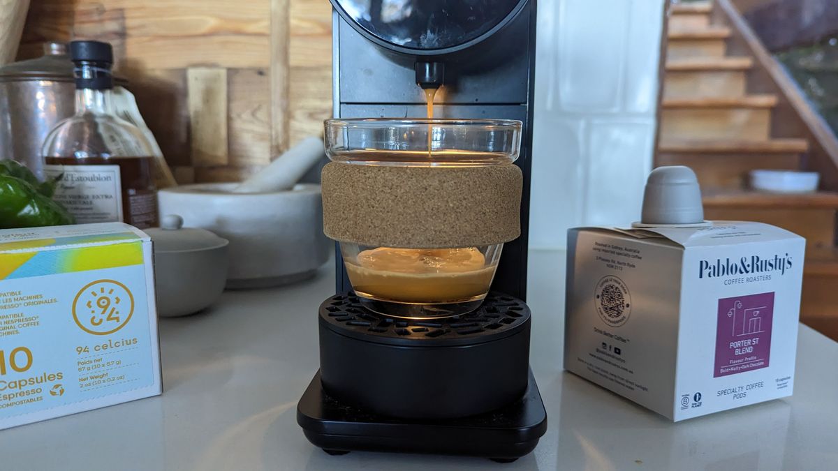 Morning Machine pouring a shot of coffee