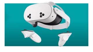 Meta Quest 3S virtual reality headset on a blue background