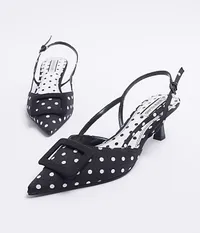 BLACK SPOT KITTEN HEELED COURT SHOES, $87 (£69) | River Island