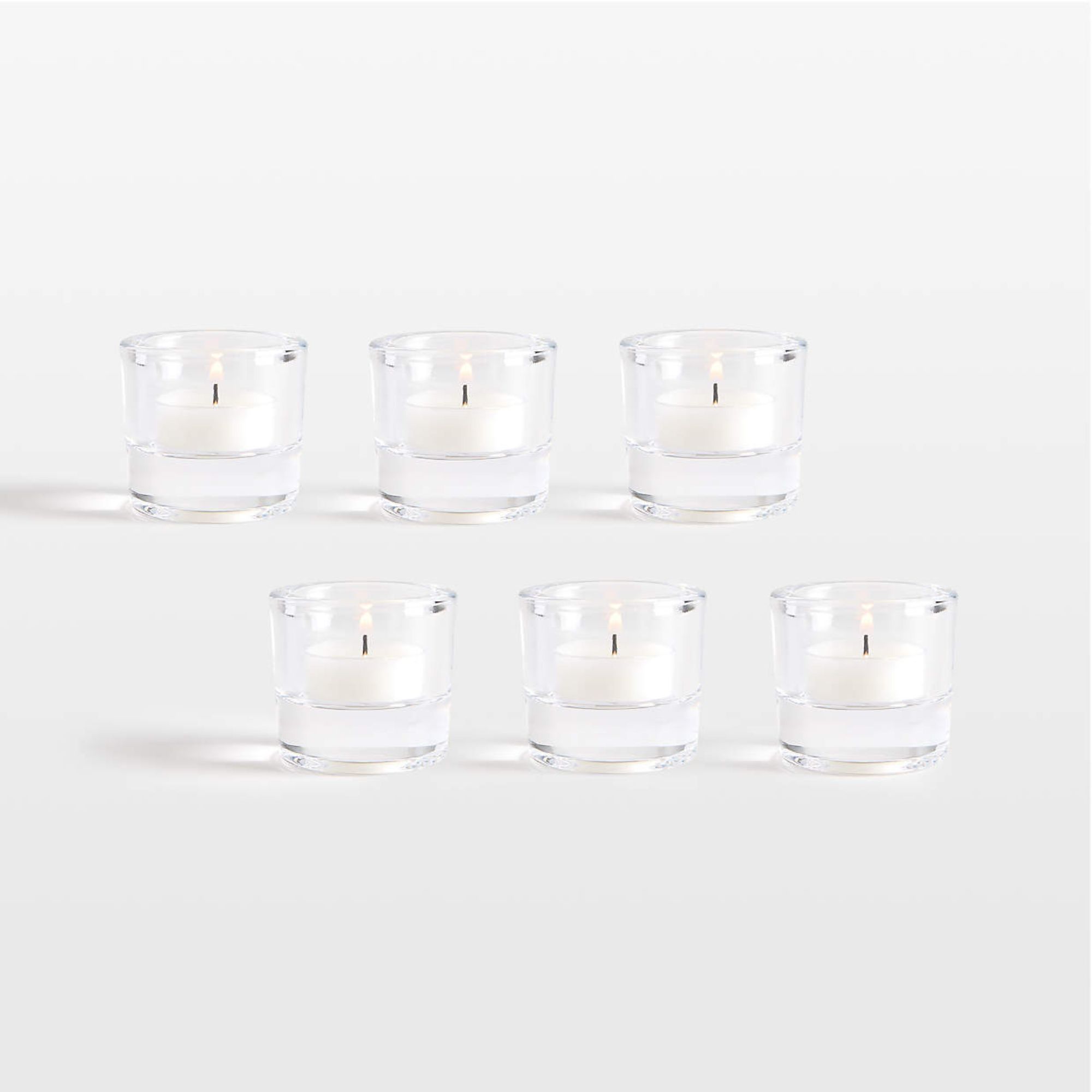 Essential Modern Tall Glass Tealight Candle Holder, Set of 6