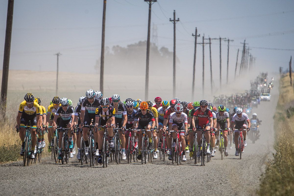 A gravel section shook things up during todays race