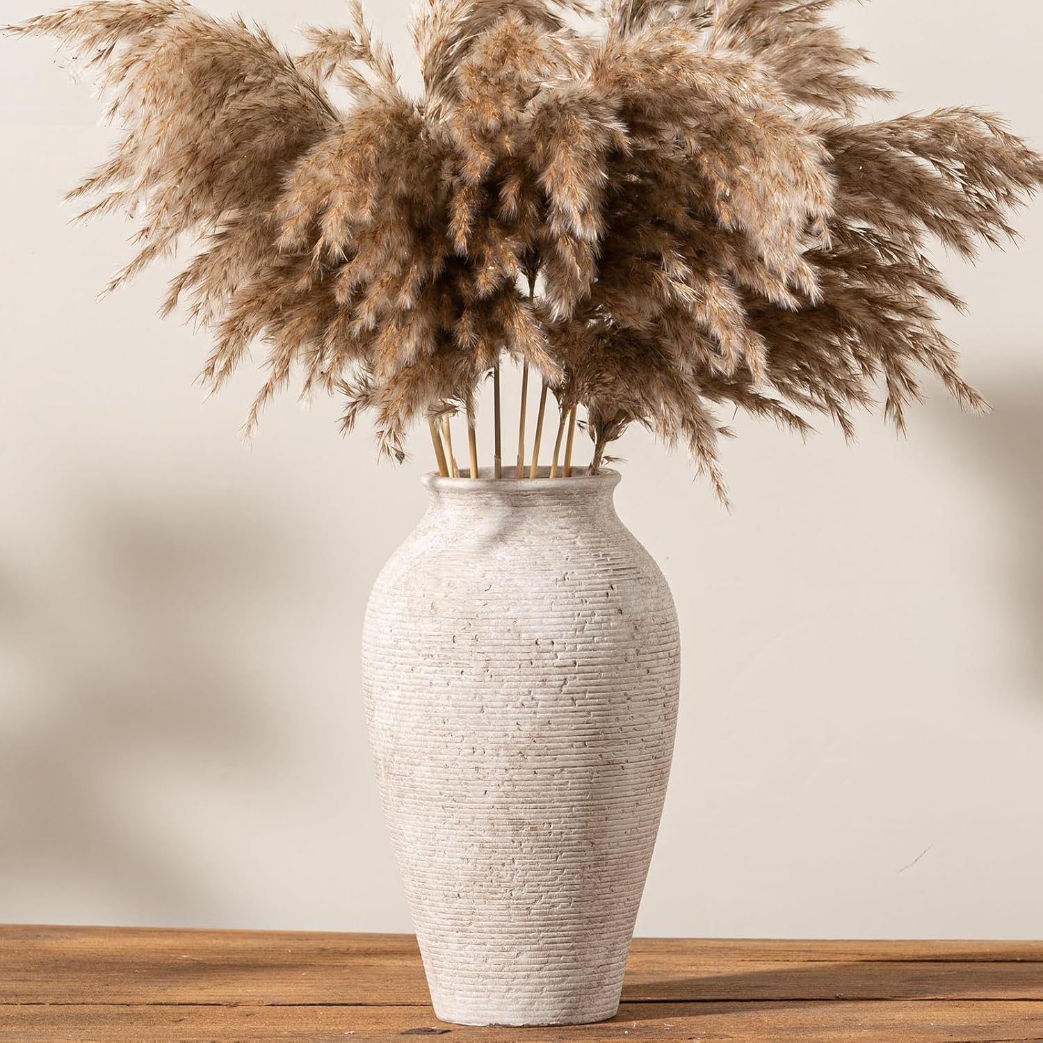 Vanselia Ceramic Flower Vase Home Decor - Large Tall Farmhouse Table Vases Rustic Vintage Living Room Kitchen Bedroom Decorations for House Book Shelf Office Coffee Desk Dining Fireplace (11&quot; Retro)