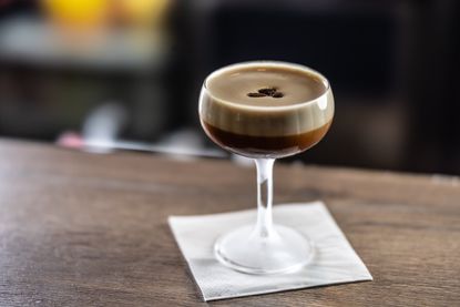 espresso martini on cocktail napkin