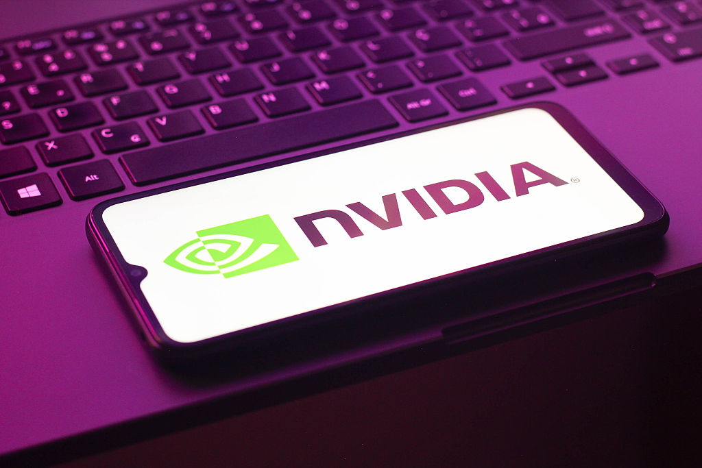 Nvidia logo is seen displayed on a smartphone screen