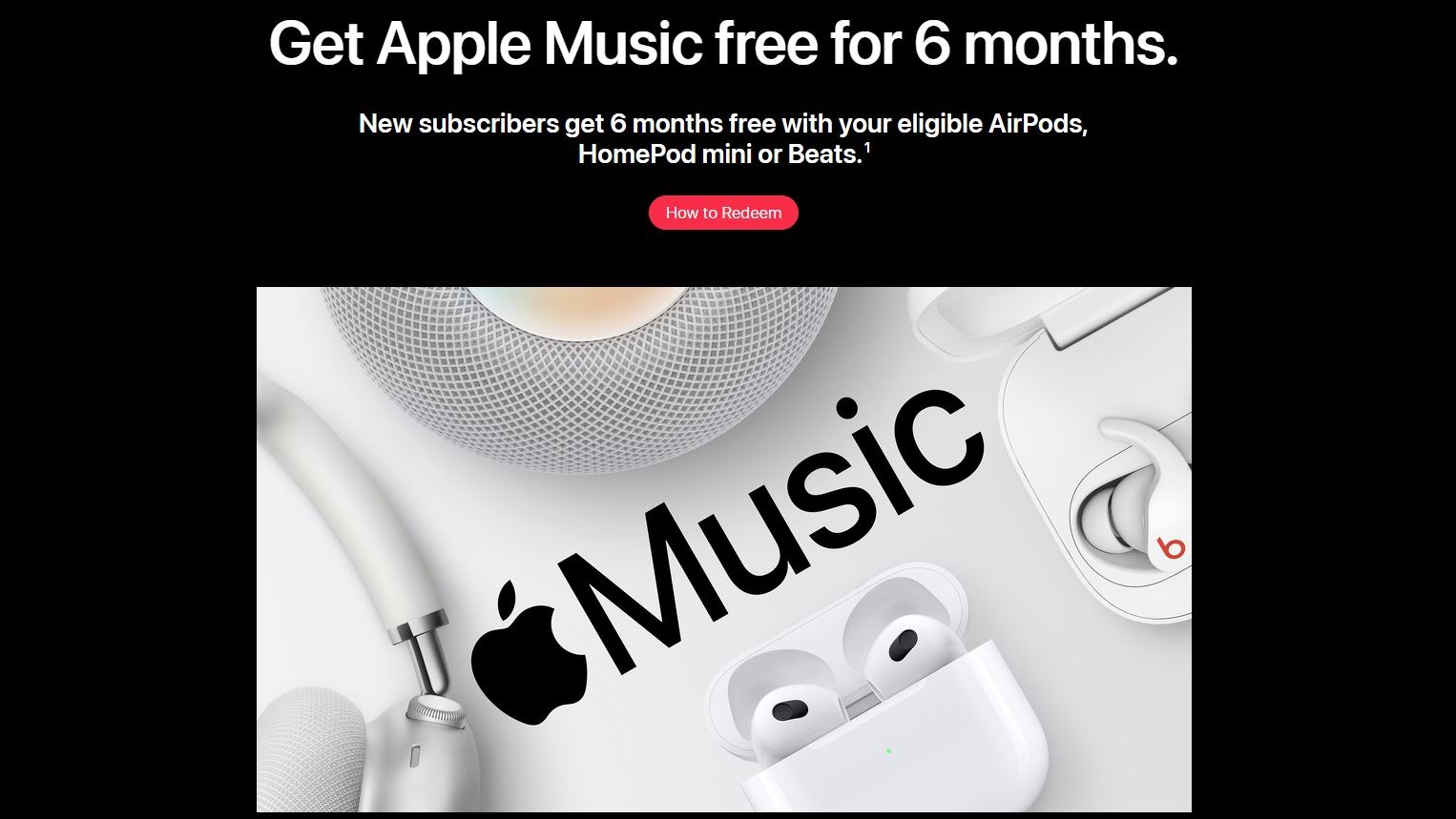 Пробная версия Apple Music на 6 месяцев с соответствующими покупками